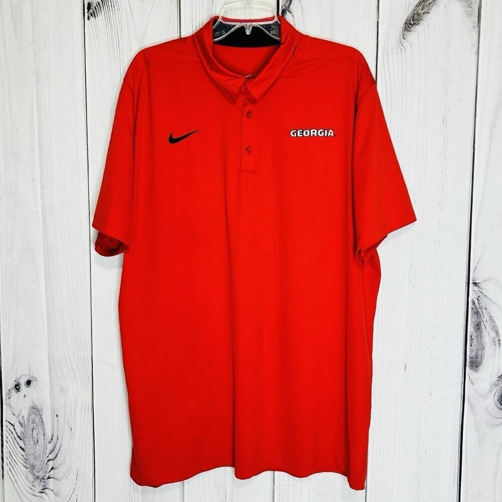 Nike Dri Fit Georgia Bulldogs Polo Shirt Mens Size XXL Red Embroidered